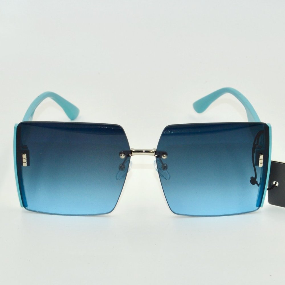 Women's Oversized Semi Rimless Side Glitter Butterfly Sunglasses